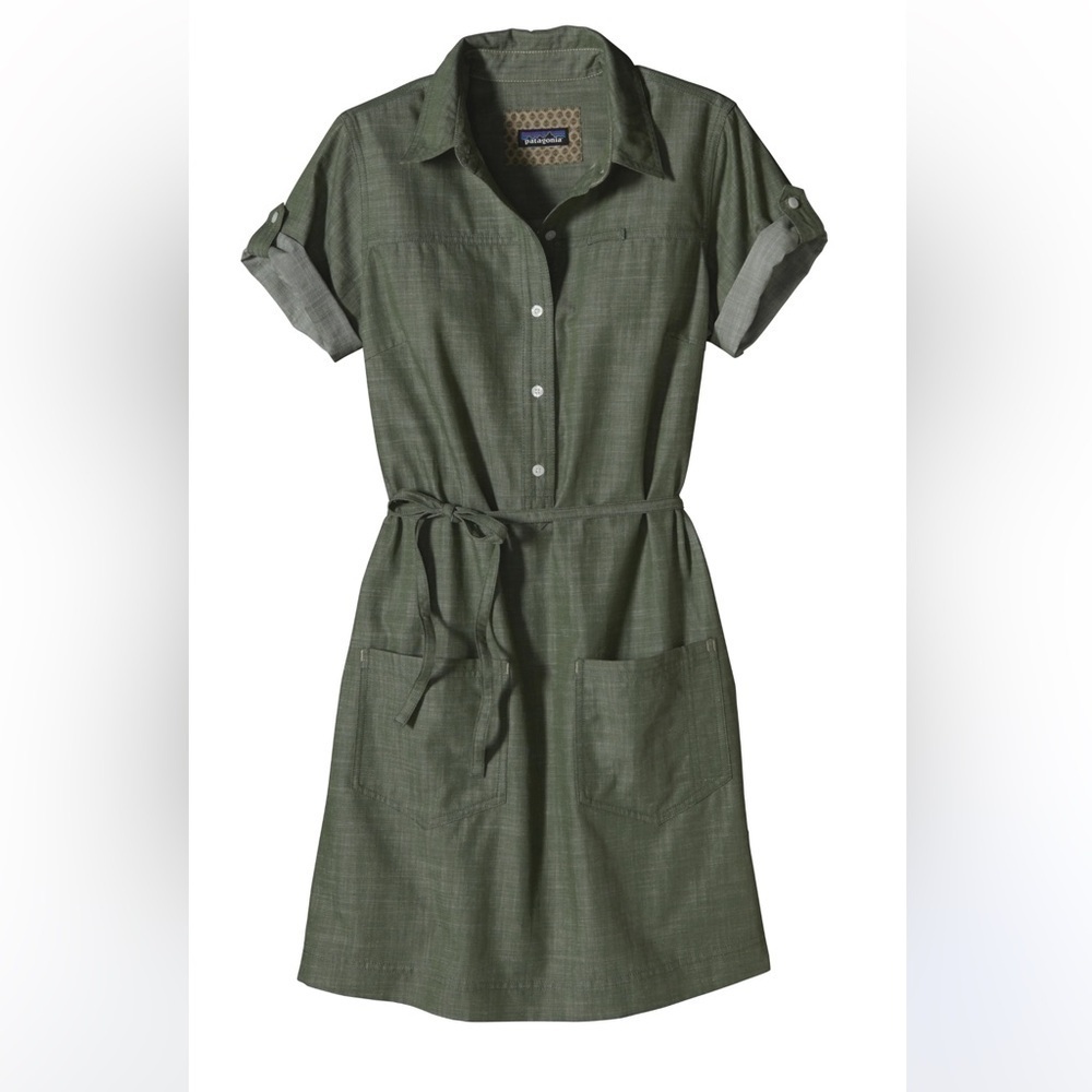 Patagonia Green Button-Up Cotton Dress